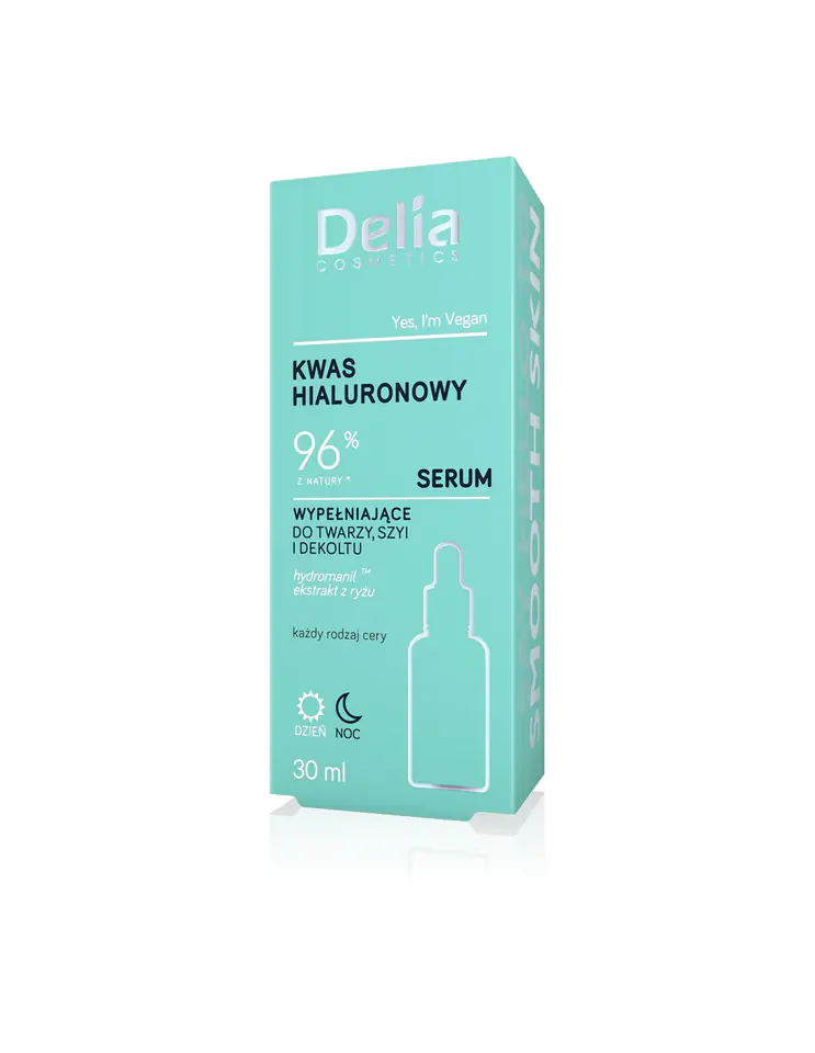 ⁨Delia Cosmetics HYALURONIC ACID Filling serum for face, neck and décolleté for day and night 30ml⁩ at Wasserman.eu