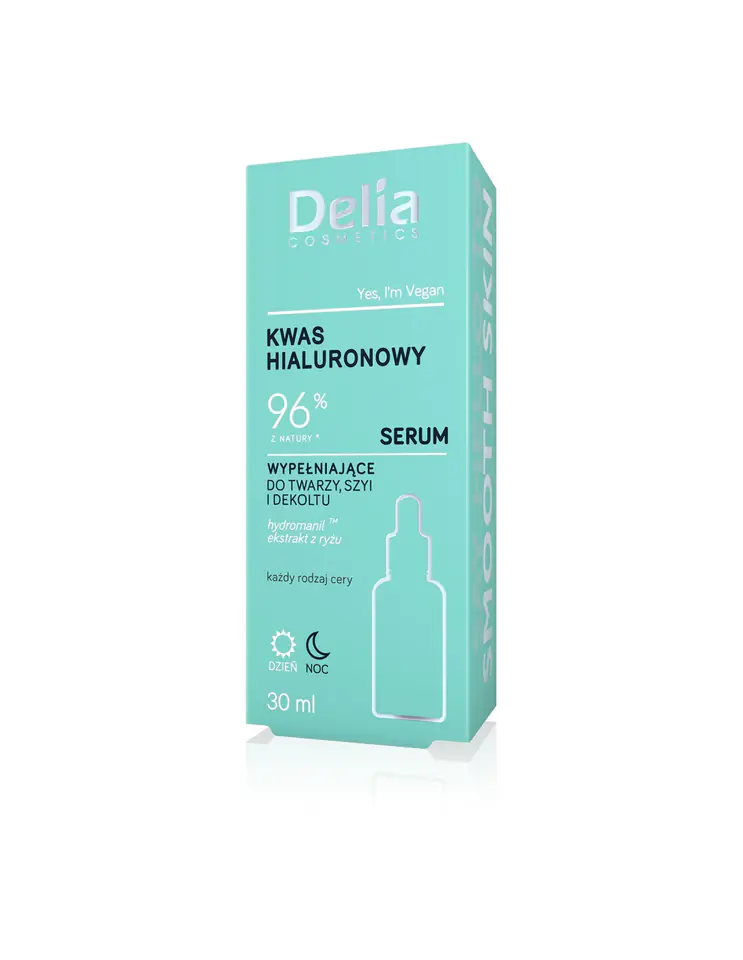 ⁨Delia Cosmetics KWAS HIALURONOWY Serum wypełniające do twarzy,szyi i dekoltu na dzień i noc 30ml⁩ w sklepie Wasserman.eu