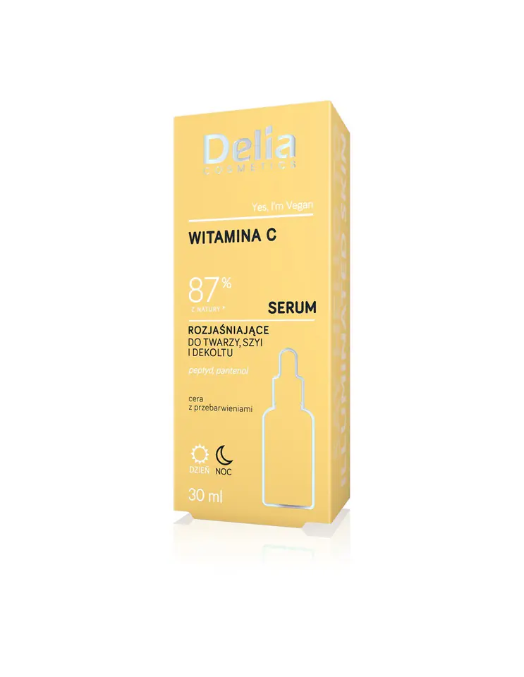 ⁨Delia Cosmetics WITAMINA C Serum rozjaśniające do twarzy,szyi i dekoltu na dzień i noc 30ml⁩ w sklepie Wasserman.eu