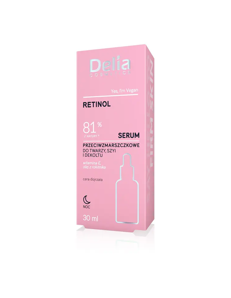 ⁨Delia Cosmetics RETINOL Serum przeciwzmarszczkowe do twarzy,szyi i dekoltu na noc 30ml⁩ w sklepie Wasserman.eu