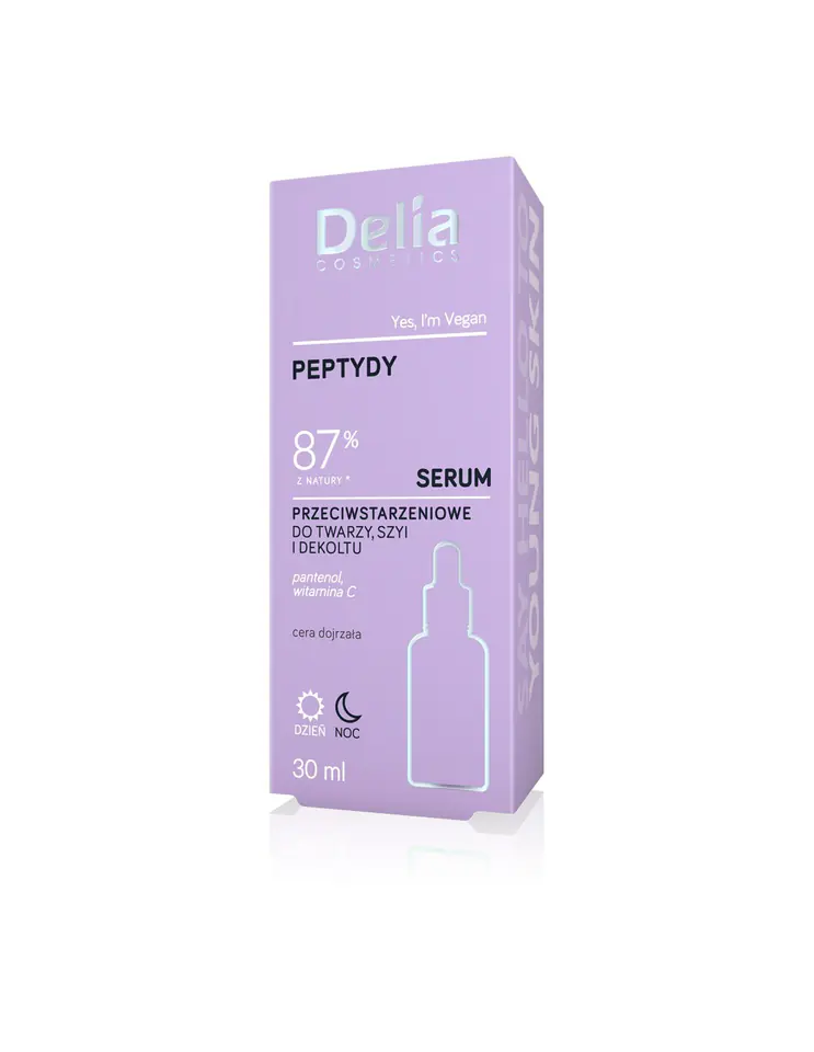 ⁨Delia Cosmetics PEPTIDES Anti-aging serum for face, neck and décolleté for day and night 30ml⁩ at Wasserman.eu