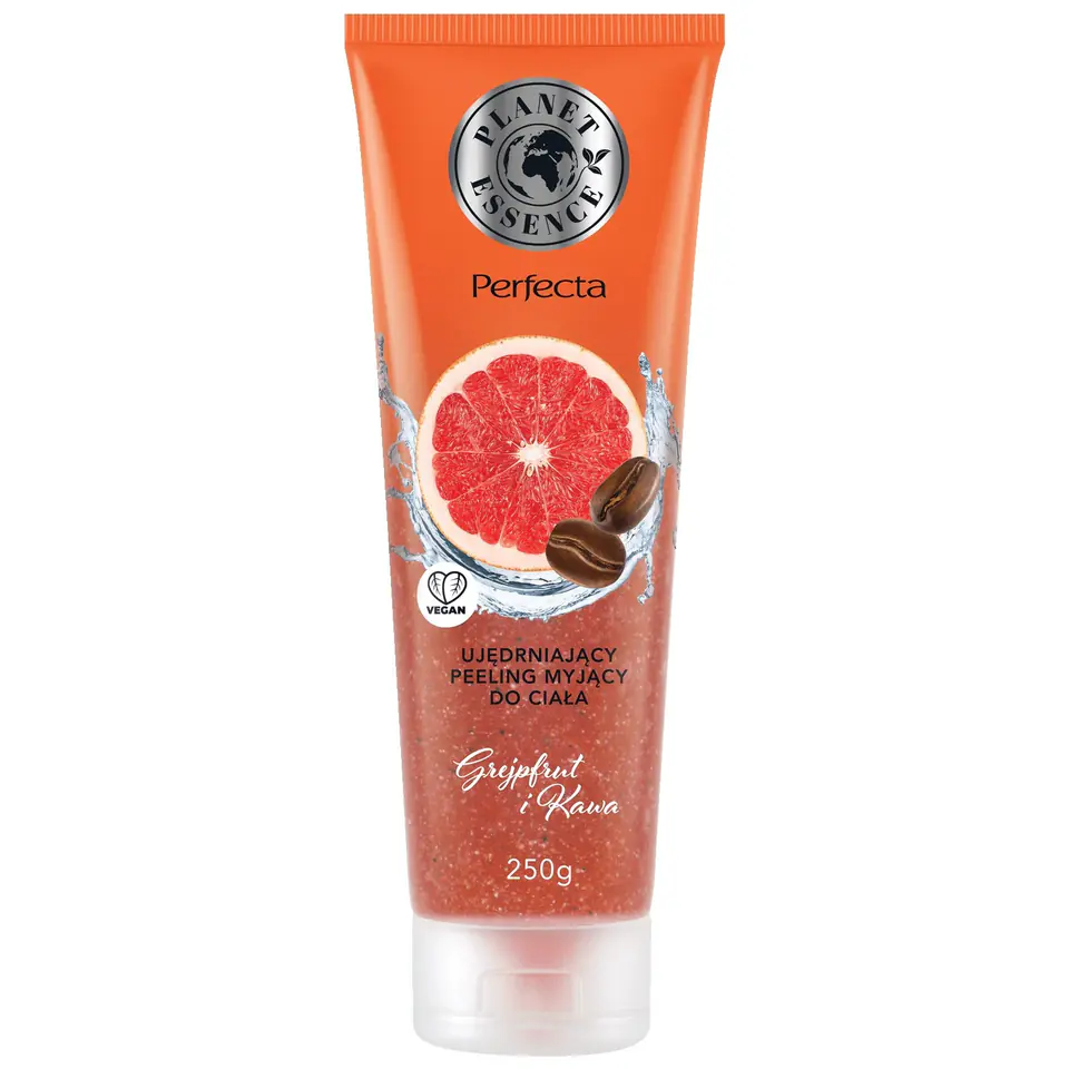 ⁨Perfecta Planet Essence Ujędrniający Peeling myjący do ciała - Grefpfruit i Kawa 250g⁩ w sklepie Wasserman.eu