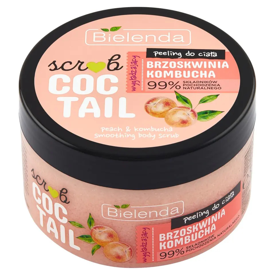 ⁨Bielenda Scrub Coctail Peeling do ciała wygładzający Brzoskwinia & Kombucha 350g⁩ w sklepie Wasserman.eu