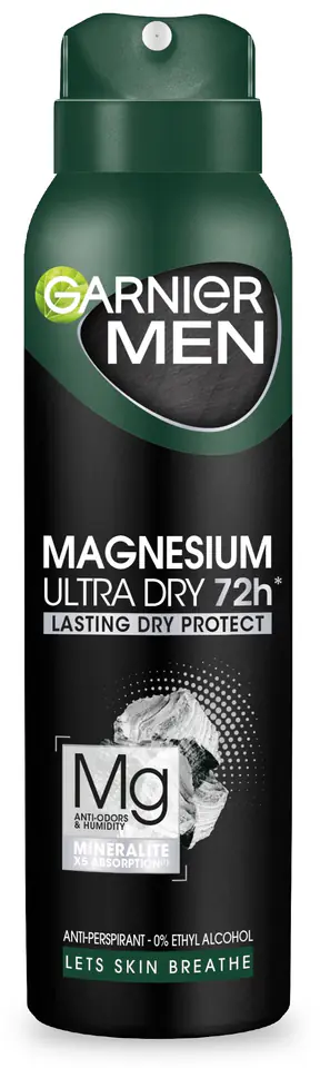 ⁨Garnier Men Dezodorant spray Magnesium Ultra Dry 72h - Lasting Dry Protect 150ml⁩ w sklepie Wasserman.eu