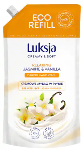 ⁨Luksja Creamy & Soft Relaksujące Kremowe Mydło w płynie Jaśmin i Wanilia 900ml - zapas⁩ w sklepie Wasserman.eu