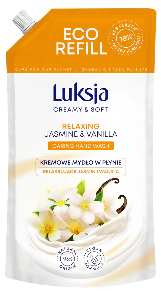 ⁨Luksja Creamy & Soft Relaksujące Kremowe Mydło w płynie Jaśmin i Wanilia 900ml - zapas⁩ w sklepie Wasserman.eu