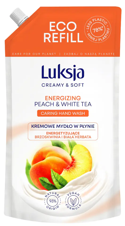 ⁨Luksja Creamy & Soft Energizujące Kremowe Mydło w płynie Brzoskwinia i Biała Herbata 900ml - zapas⁩ w sklepie Wasserman.eu