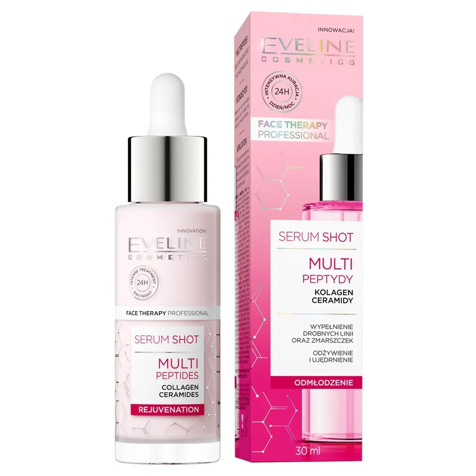 ⁨Eveline Face Therapy Professional Serum Shot Kuracja odmładzająca - Multipeptydy  30ml⁩ w sklepie Wasserman.eu