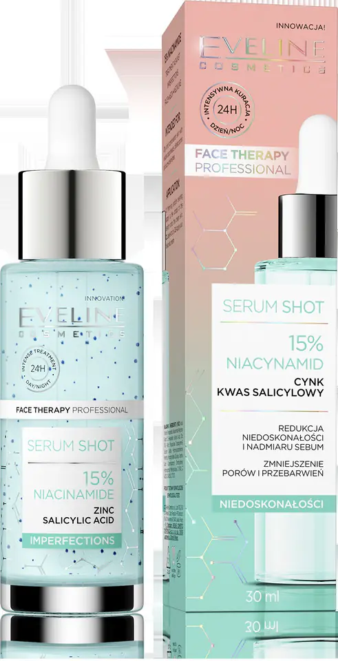 ⁨Eveline Face Therapy Professional Serum Shot Kuracja redukująca niedoskonałości - 15% Niacynamid  30ml⁩ w sklepie Wasserman.eu