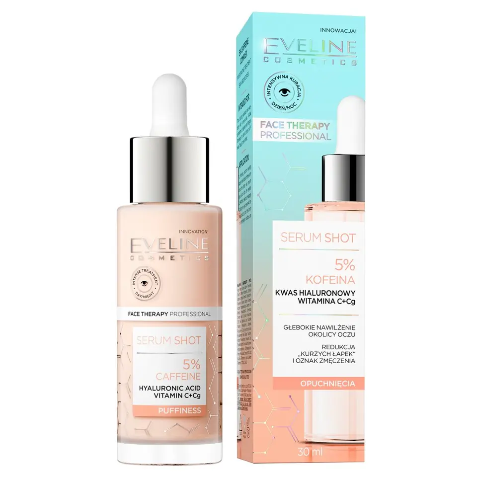 ⁨Eveline Face Therapy Professional Serum Shot Treatment for the skin around the eyes - 5% Caffeine 30ml⁩ at Wasserman.eu