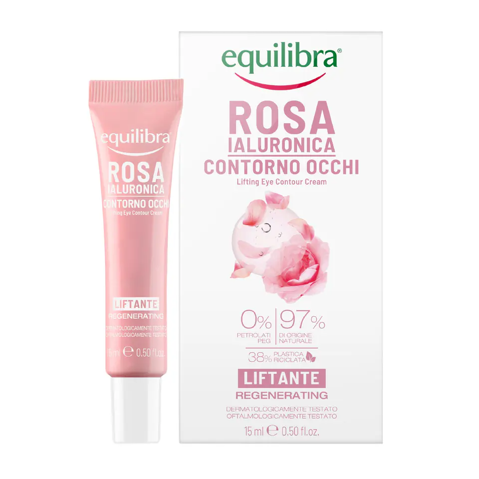 ⁨Equilibra Rosa Rose Lifting Eye Cream with Hyaluronic Acid 15ml⁩ at Wasserman.eu