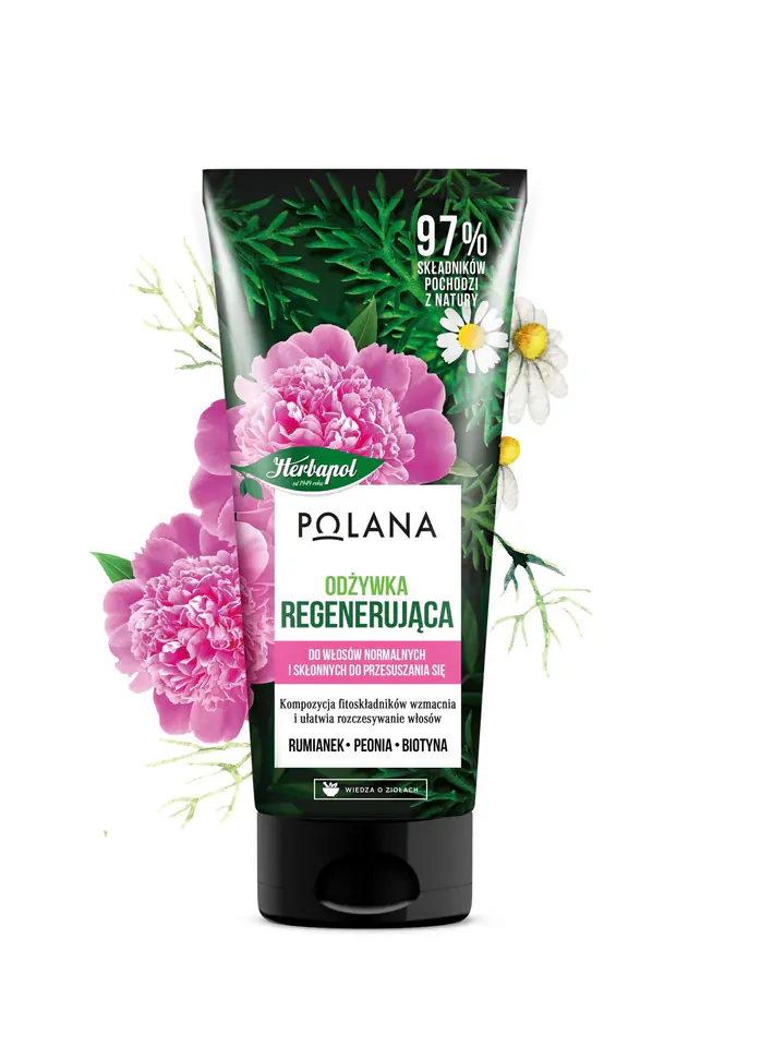 ⁨HERBAPOL Polana Regenerating hair conditioner - Chamomile & Peonia & Biotin 200ml⁩ at Wasserman.eu