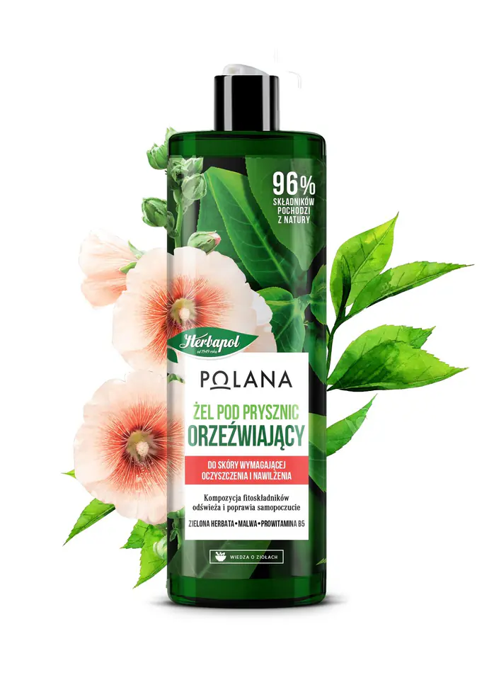 ⁨HERBAPOL Polana Refreshing Shower Gel - Green Tea & Malwa & Provitamin B5 400ml⁩ at Wasserman.eu