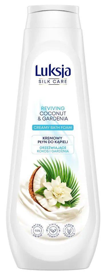 ⁨Luksja Silk Care Kremowy Płyn do kąpieli - Orzeźwiające Kokos i Gardenia 900ml⁩ w sklepie Wasserman.eu