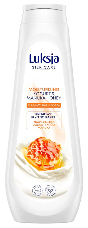 ⁨Luksja Silk Care Kremowy Płyn do kąpieli - Nawilżające Jogurt i Miód Manuka 900ml⁩ w sklepie Wasserman.eu