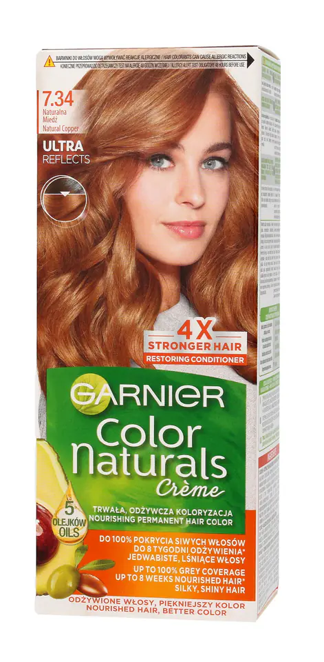 ⁨Garnier Color Naturals Krem koloryzujący nr 7.34 Naturalna Miedź 1op⁩ w sklepie Wasserman.eu