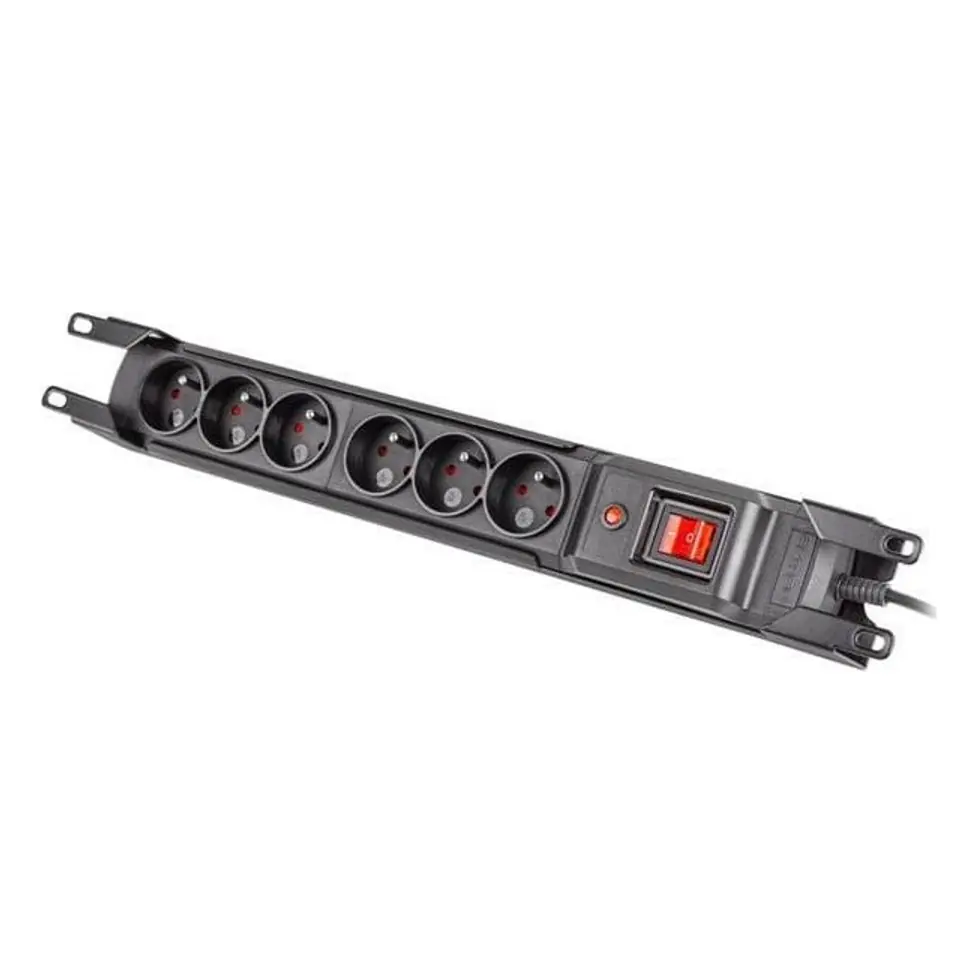 ⁨Surge protector rack 19inch M6 1,5m 6x230v black M6/15/R/CZ⁩ at Wasserman.eu