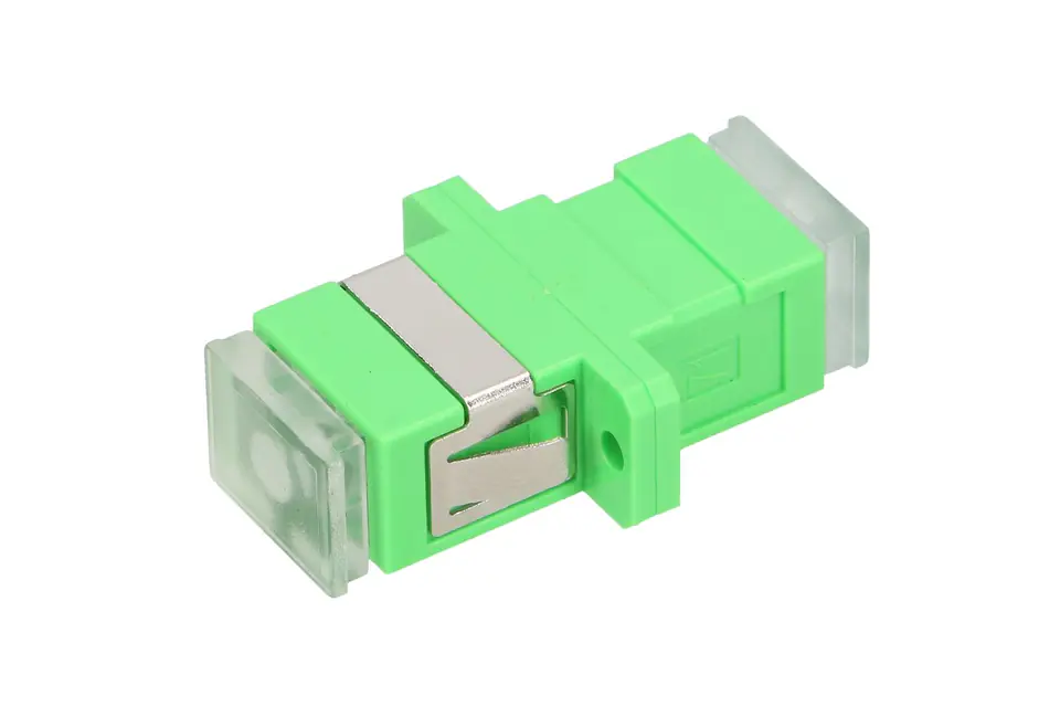 ⁨EXTRALINK ADAPTER SC/APC SM SIMPLEX GREEN TRANSPARENT DUST CAPS⁩ w sklepie Wasserman.eu