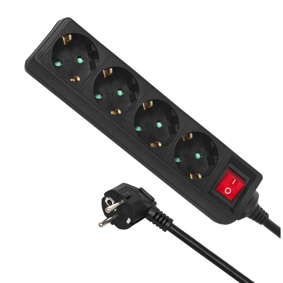 ⁨Maclean Power Strip, Extension Cord 4 Sockets, With Circuit Breaker, 3500W, 5m, German type, MCE194G⁩ at Wasserman.eu