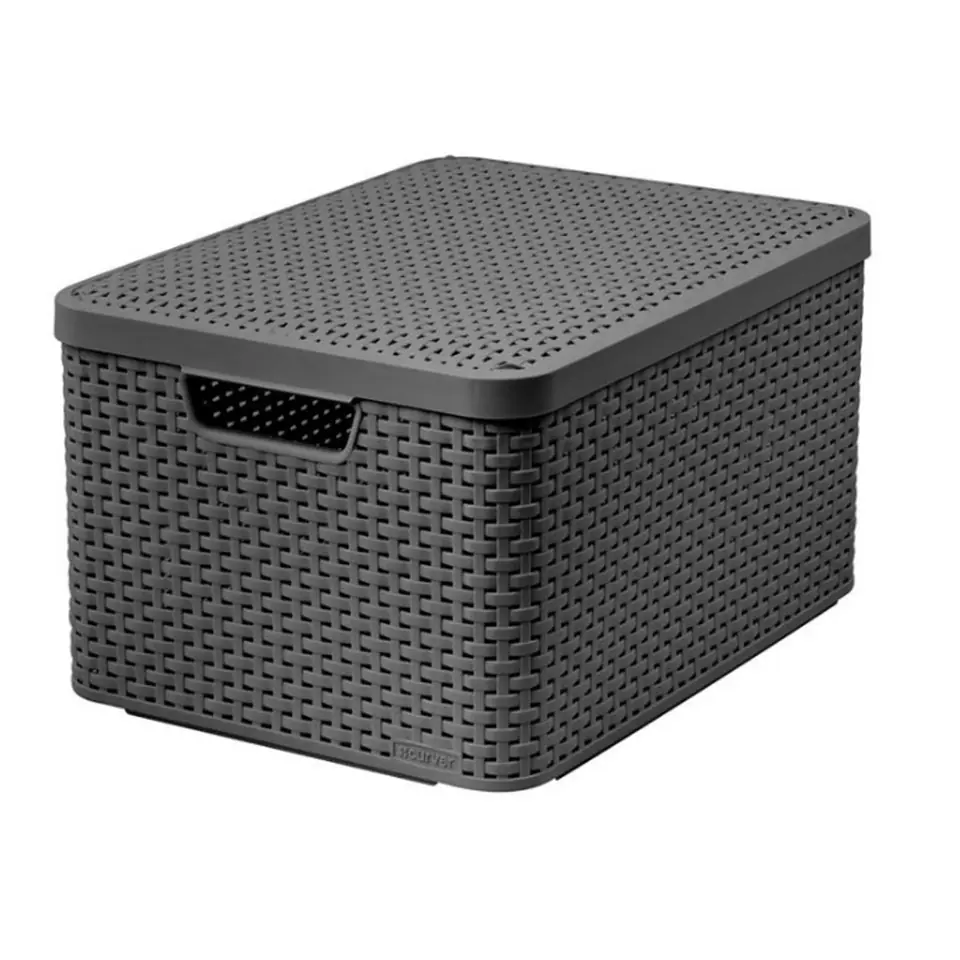 ⁨Cage with lid Curver Rattan Style L grey⁩ at Wasserman.eu