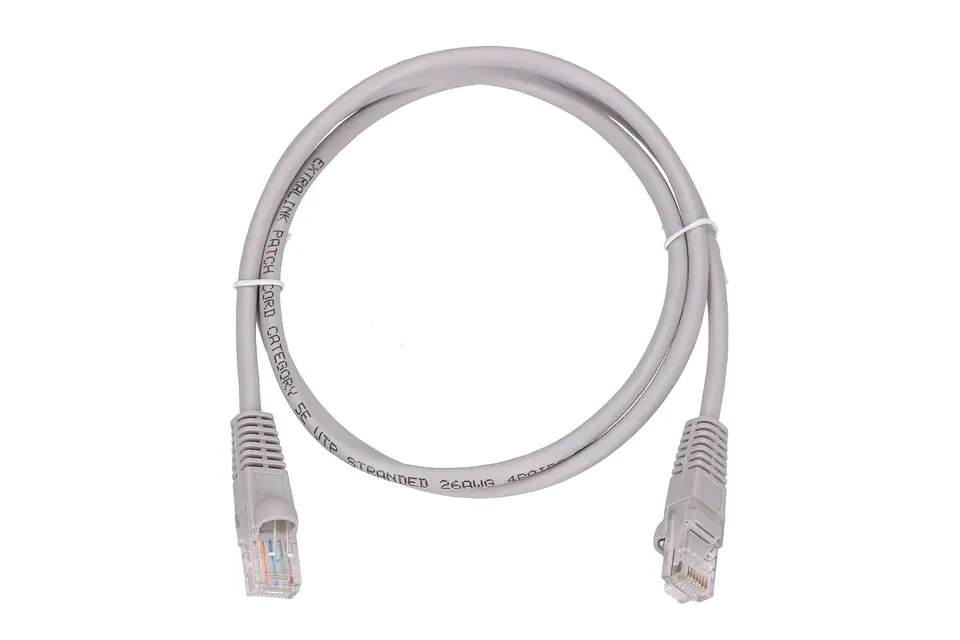 ⁨EXTRALINK LAN PATCHCORD CAT.5E UTP 1M TWISTED PAIR BARE COPPER  GRAY⁩ w sklepie Wasserman.eu