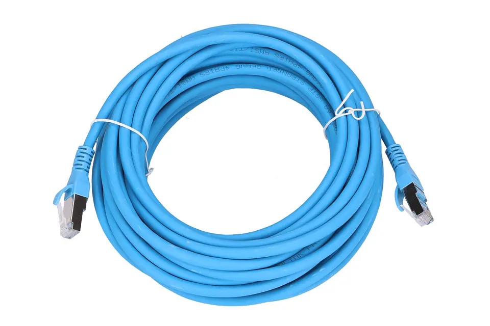 ⁨EXTRALINK LAN PATCHCORD CAT.6A S/FTP 10M 10G SHIELDED FOILED TWISTED PAIR BARE COPPER BLUE⁩ w sklepie Wasserman.eu