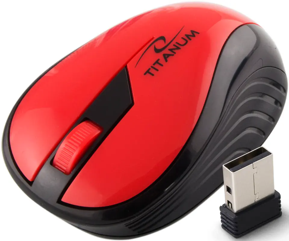 ⁨TM114R Titanum mysz bezprz. 2.4ghz 3d opt. usb rainbow czerwona⁩ w sklepie Wasserman.eu