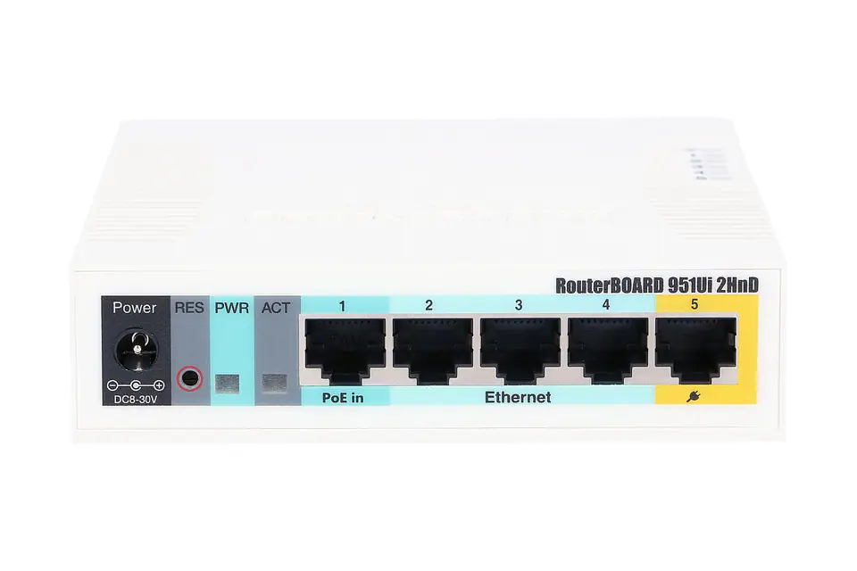 MIKROTIK RB951UI-2HND ROUTERBOARD PLASTIK CASE 600MHZ, 128MB, 5XFE, 2X2MIMO, 1XUSB, 2,4GHZ, 2,5DBI, L4 w sklepie Wasserman.eu