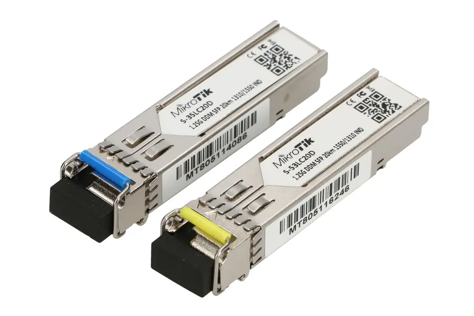 ⁨MIKROTIK S-3553LC20D PAIR OF SFP MODULES (1.25G SM 20KM T1310NM/R1550NM) + (1.25G SM 20KM T1550NM/R1310NM)⁩ w sklepie Wasserman.eu