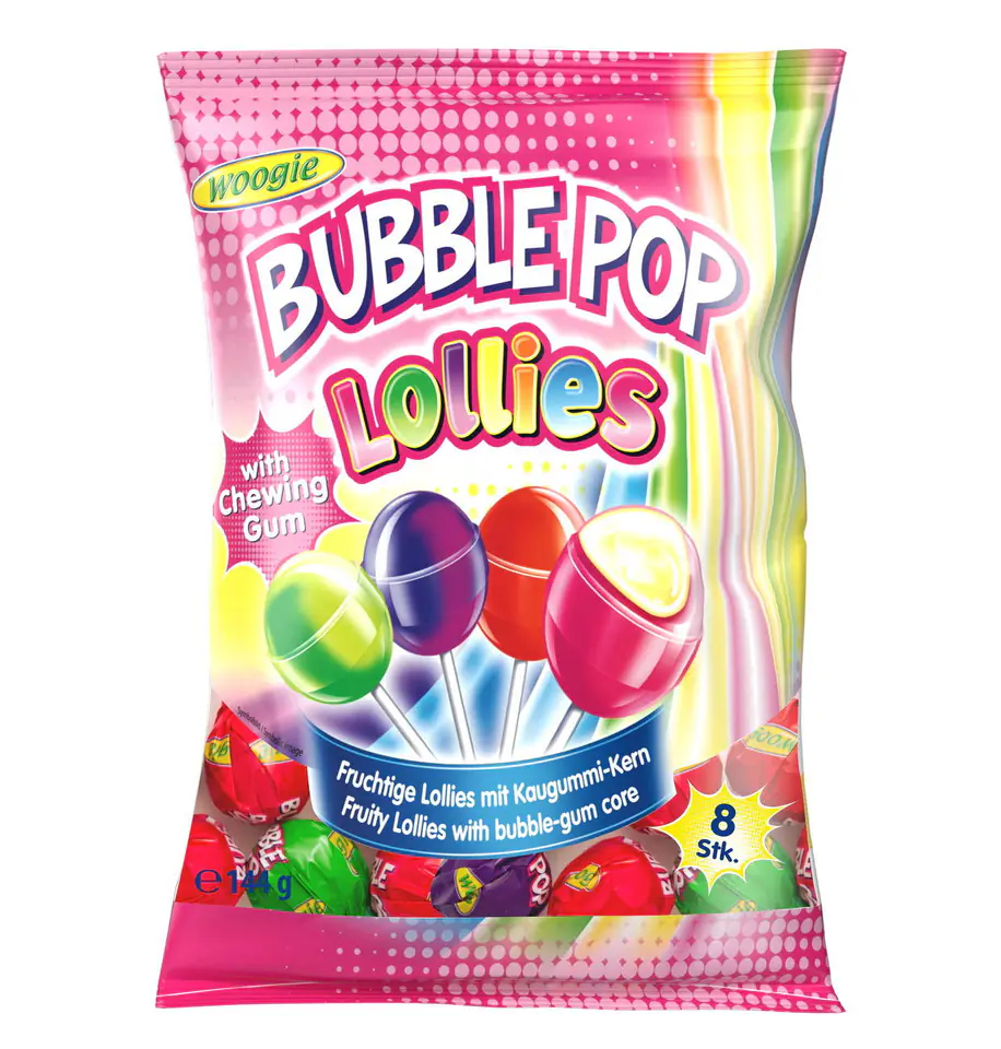 ⁨Woogie Lollipop Bubble Rubber Lollipop 144 g⁩ at Wasserman.eu