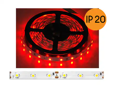 ⁨PS LED cord ECO IP20, red, 300 SMD2835 LEDs, 5m, white substrate. (1LM)⁩ at Wasserman.eu