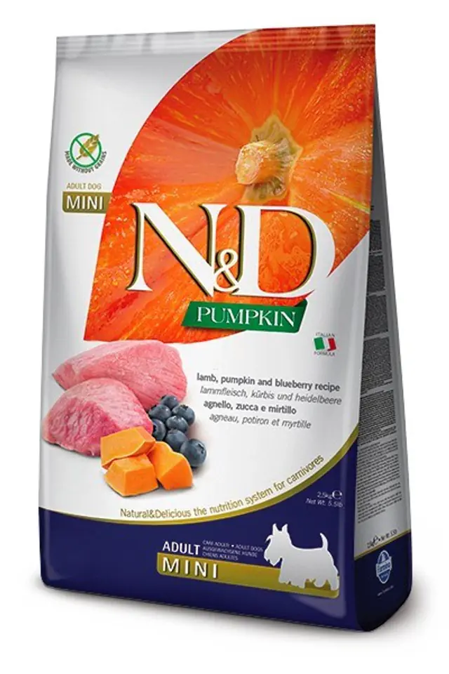 ⁨FARMINA N&D GF PUMPKIN DOG LAMB&BLUEBERRY ADULT MINI 7kg⁩ at Wasserman.eu