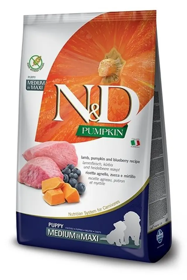 ⁨FARMINA N&D GF PUMPKIN DOG LAMB&BLUEBERRY PUPPY MEDIUM/MAXI 12kg⁩ at Wasserman.eu