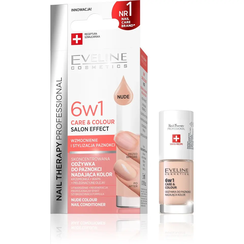 ⁨Eveline Nail Therapy Professional Odżywka do paznokci nadająca kolor 6w1-Nude⁩ w sklepie Wasserman.eu