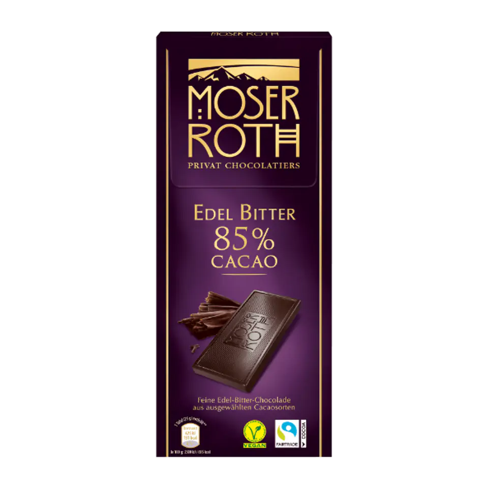 ⁨Moser Roth Czekolada Gorzka 85% Cacao 125 g⁩ w sklepie Wasserman.eu