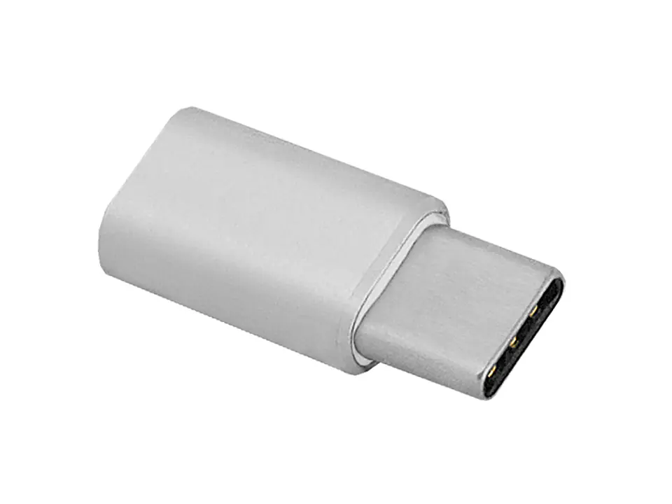 ⁨1 szt. PS Adapter gniazdo microUSB- wtyk Type-C HQ metal silverl.⁩ w sklepie Wasserman.eu