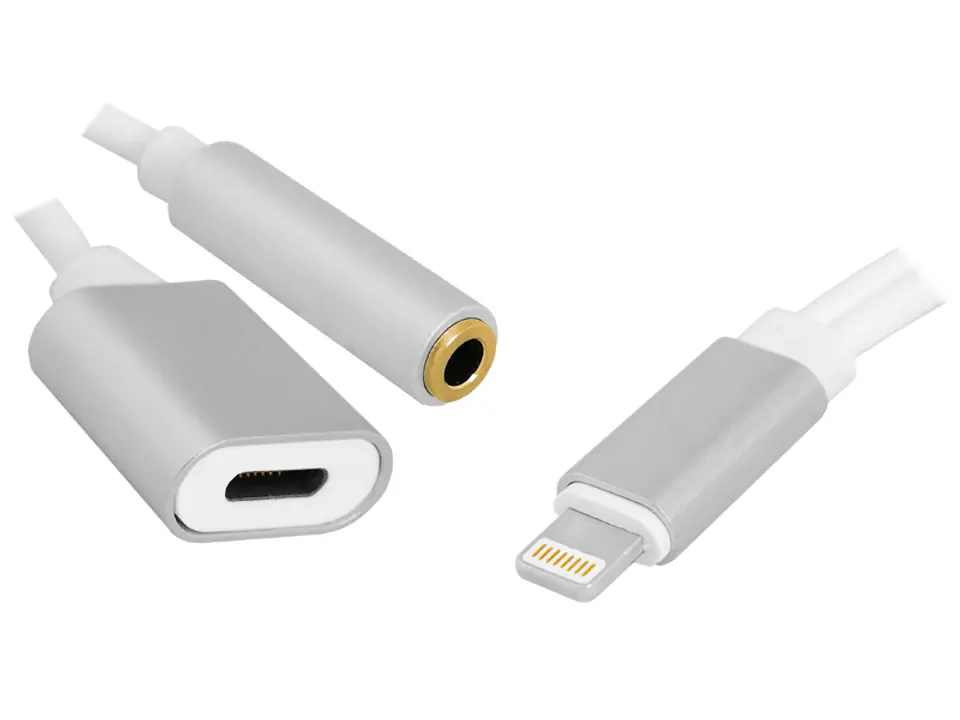 ⁨PS HF Adapter Silver USB IPHONE LIGHTNING IS 3.5 headphone adapter + power supply. (1LM)⁩ at Wasserman.eu