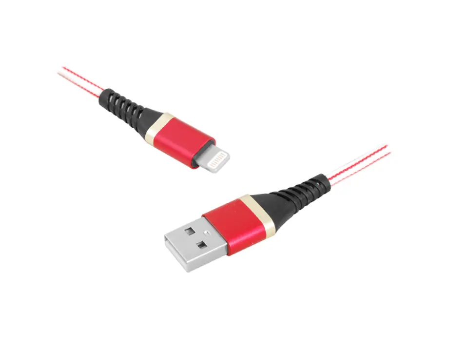 ⁨1 szt. PS Kabel USB - IPHONE 8pin, 1m, czerwony.⁩ w sklepie Wasserman.eu