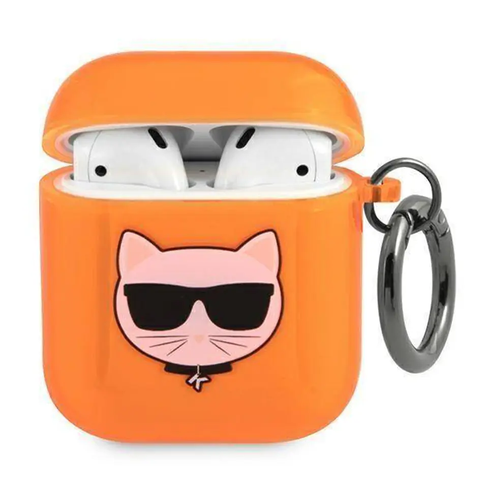 ⁨Karl Lagerfeld KLA2UCHFO AirPods cover orange/orange Choupette⁩ at Wasserman.eu