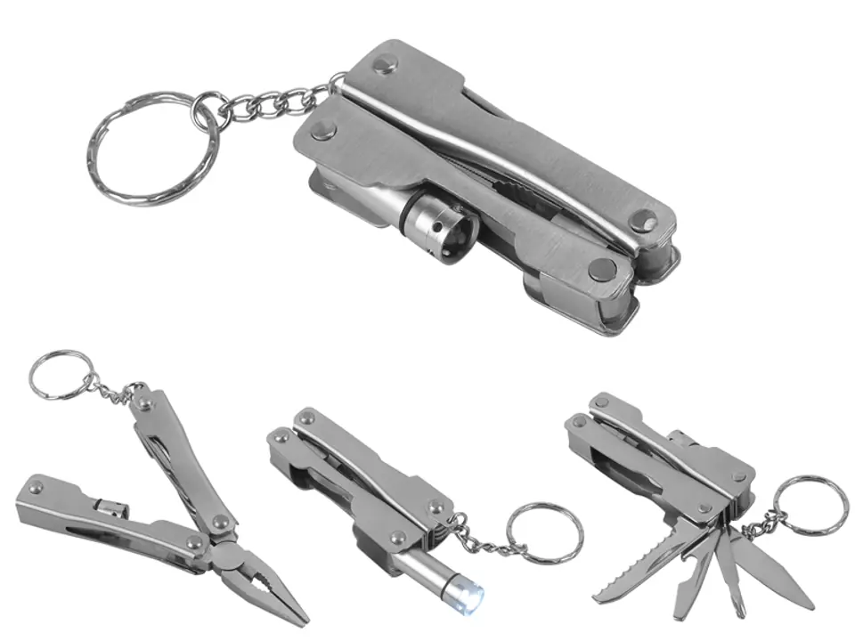 1 szt. Multitool stalowo-aluminiowy z latarką, SILVER. w sklepie Wasserman.eu