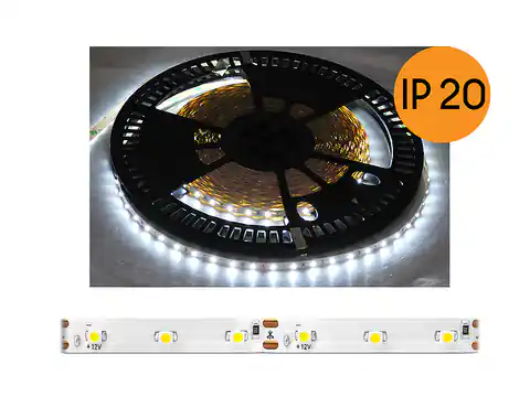 ⁨1 rol. PS Sznur diodowy ECO IP20, światło ciepłe białe, 60diod/m, 25m, białe podłoże, SMD2835.⁩ w sklepie Wasserman.eu