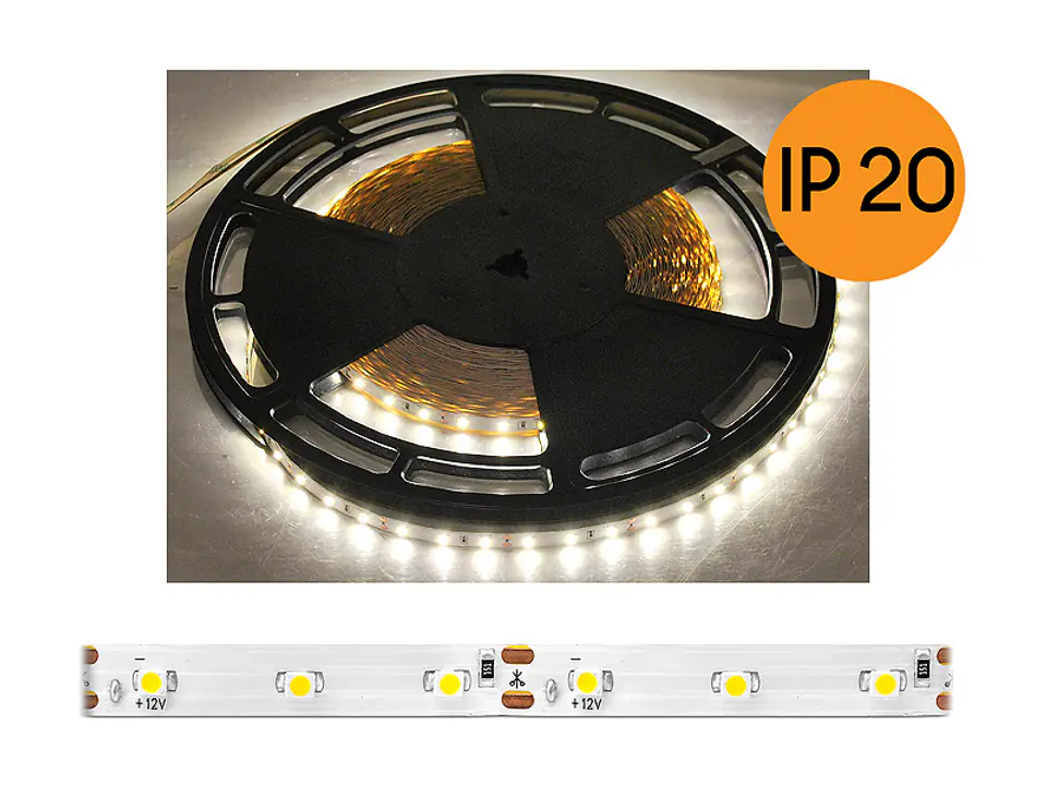 ⁨PS LED cord ECO IP20, natural light white, 60LEDs/m, 25m, white substrate, SMD2835. (1LM)⁩ at Wasserman.eu