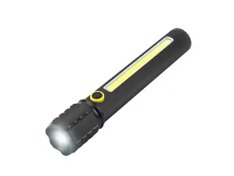 ⁨1 szt. Latarka ręczna 1-LED+COB ZOOM z akumulatorem i kablem MicroUsb⁩ w sklepie Wasserman.eu