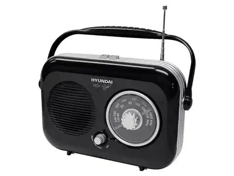 ⁨1 szt. Radio Retro Hyundai PR 100, czarne.⁩ w sklepie Wasserman.eu