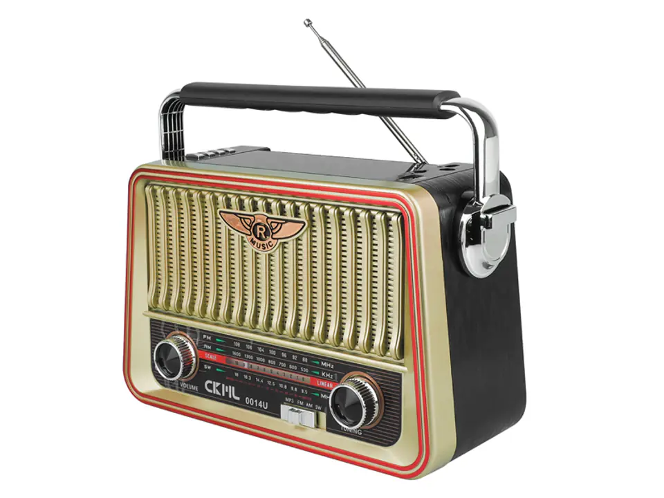 Radio przenośne FM/USB/SD/AUX/solar Retro akumulator złote (1LM) w sklepie Wasserman.eu