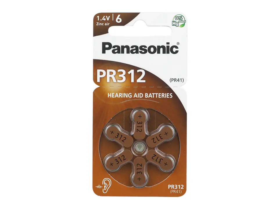 ⁨Battery for hearing aids PR312 / PR41 1,4V /blister 6pcs./⁩ at Wasserman.eu