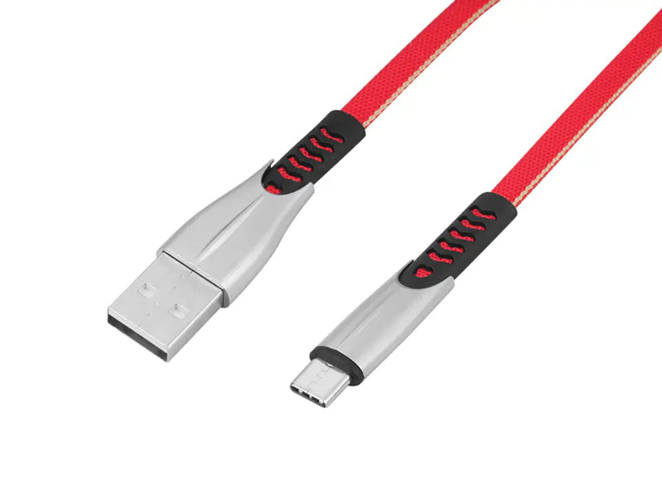 ⁨USB TYPE C 2.4A CABLE, RED, QUICK CHARGER 3.0, 1m, POWERLINE BW02. (1LM)⁩ at Wasserman.eu