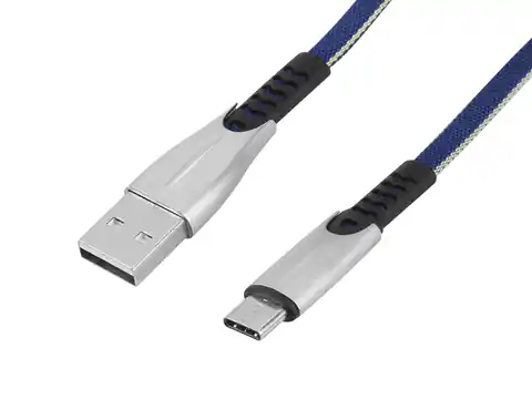 ⁨USB TYPE C 2.4A CABLE, BLUE, QUICK CHARGER 3.0, 1m, POWERLINE BW02. (1LM)⁩ at Wasserman.eu