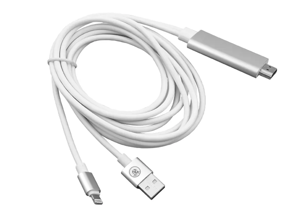 ⁨1 szt. Kabel IPHONE MHL HDMI/Lightning+USB, 2M, HQ.⁩ w sklepie Wasserman.eu