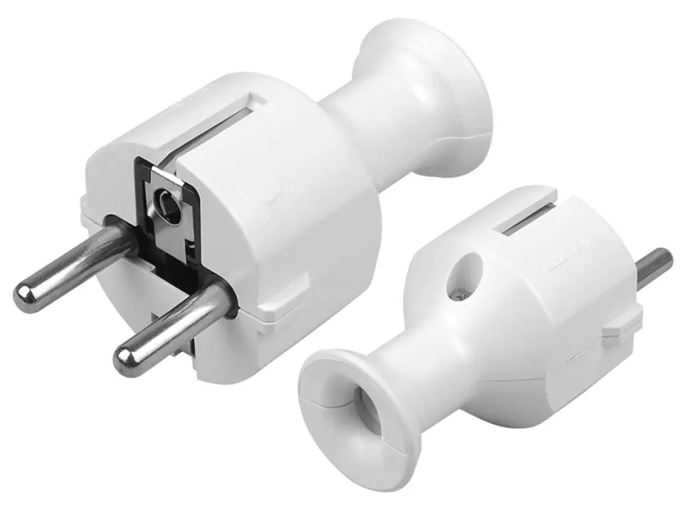 ⁨PS Plug-out, straight Uni-SCHUKO, 2p+Z Schuko, 16 A, 250 V, WT-40, white. (1LM)⁩ at Wasserman.eu